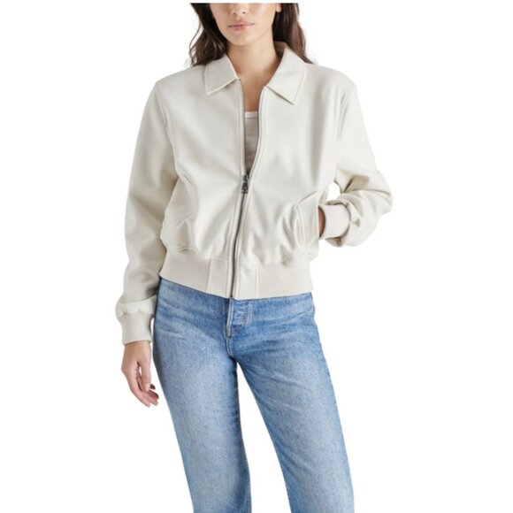 Steve Madden Anouk Jacket in Silver Birch Medium New Womens Faux Suede Coat - Picture 14 of 16